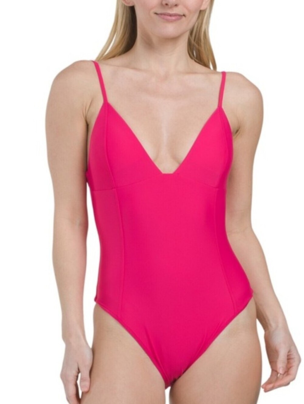 Ramy Brook Gigi Women’s Hot Pink V-Neck One-Piece Swimsuit Sz M Barbie Core